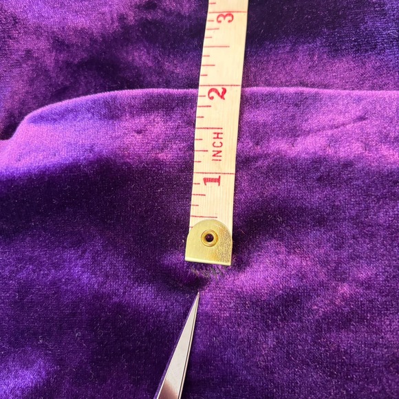 Vtg 1970s Purple Velvet Maxi Dress Lace Empire Whimsigoth USA Gown Robe - Picture 11 of 13